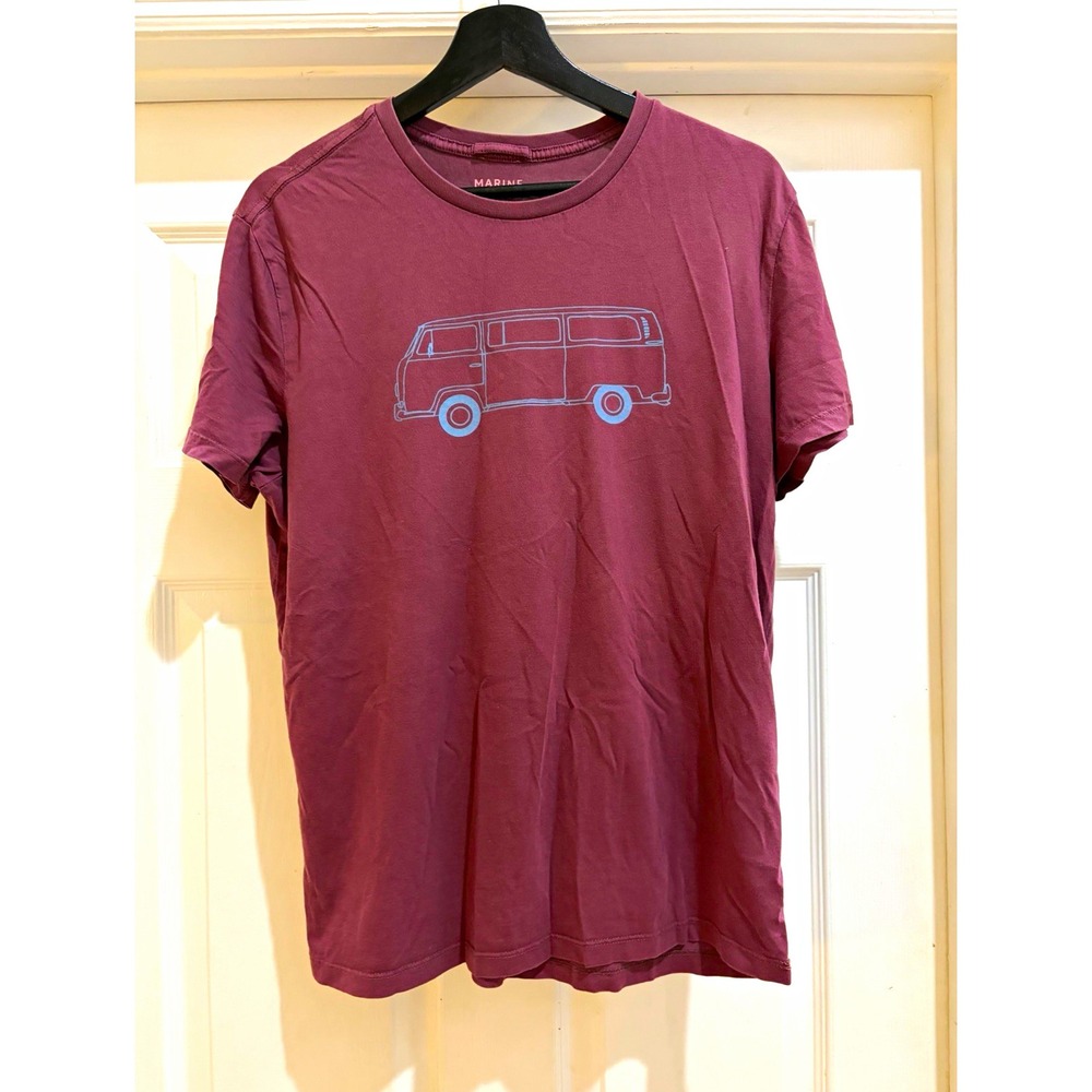 Marine Layer Men's Transportation Graphic Tee Purple Crew Neck Size Medium
